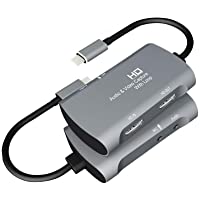 WJES Tarjeta Captura de Video HDMI a USB C Admite Entrada 4K@30Hz y Salida 1080P 60fps- Admite Mic- HDMI out- Función de…